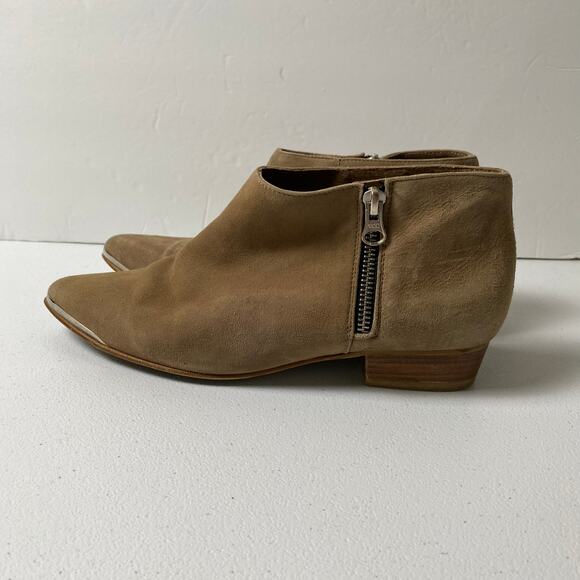 Aldo Size 8 Suede Leather Ankle Boot Made Spain Taupe Brown Booties Neutral Fall - Picture 3 of 16
